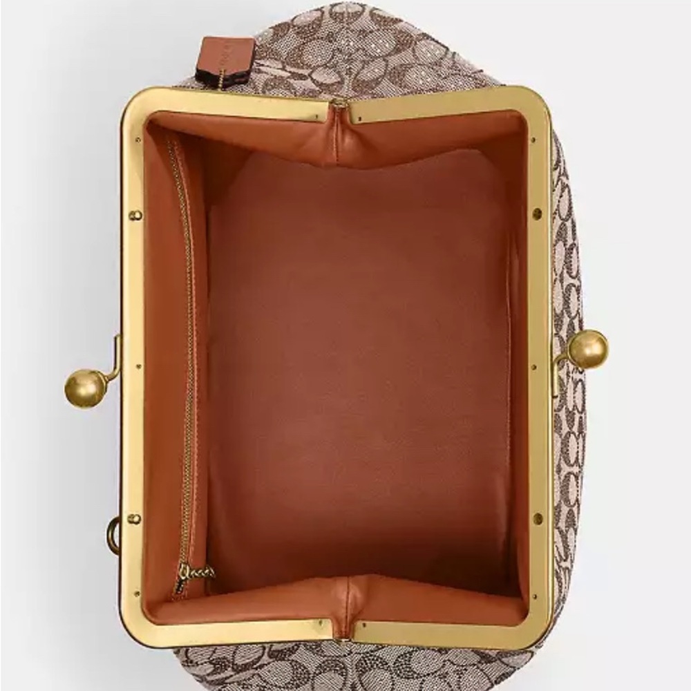 Large Kisslock Frame Bag In Crystal Signature Jacquard - Picture 4 of 5